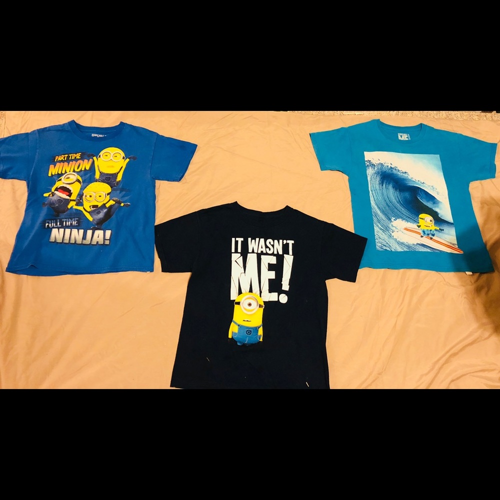 3 Despicable Me T-Shirts Size 10/12 Blue
